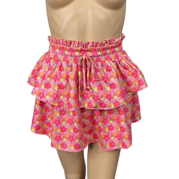 Love Shack Fancy Citrine Passion Sound Beach Floral Ruffle Mini Skirt SZ XS - Picture 5 of 13